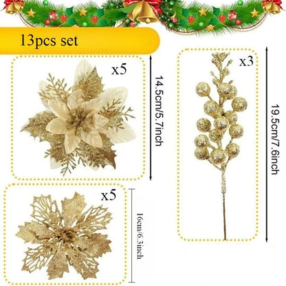 Kerst Bessenboeket met Glitter – Decoratieve Kerstboomversiering