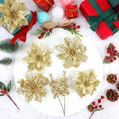 Kerst Bessenboeket met Glitter – Decoratieve Kerstboomversiering