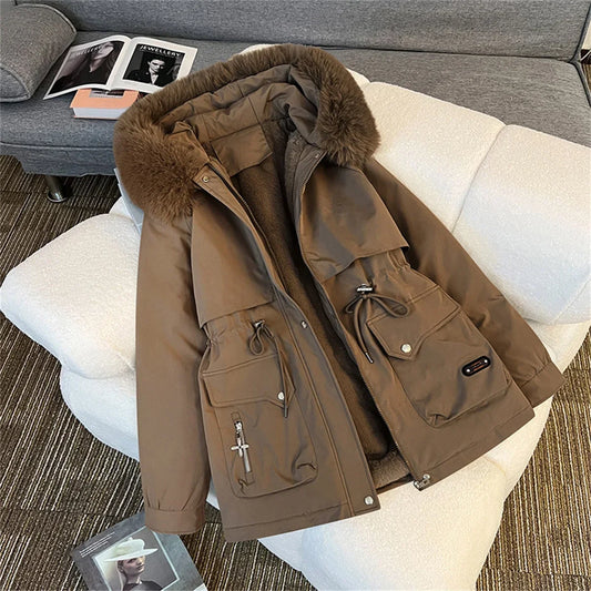 Noor Dames Winterjas met Capuchon en Verstelbare Taille