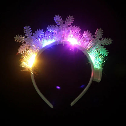 Kersthoofdband – LED Feestaccessoire met Sneeuwvlok en Kerstboom