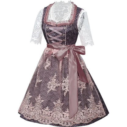 AlpenDroom Dames Dirndl Jurk 3-Delige Set met Schort