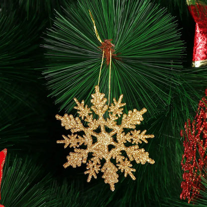 Winterglans Sneeuwvlokken – Set van 12 Glitter Kerstboomornamenten