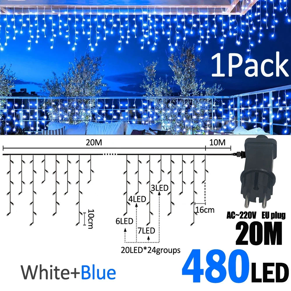 IJslicht Aurora – LED IJspegel Kerstverlichting 20 m met 480 LED's