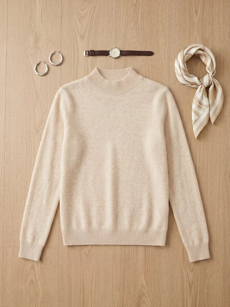 Sanne Dames Trui Hoge Hals – Tijdloos Model met Ribdetails