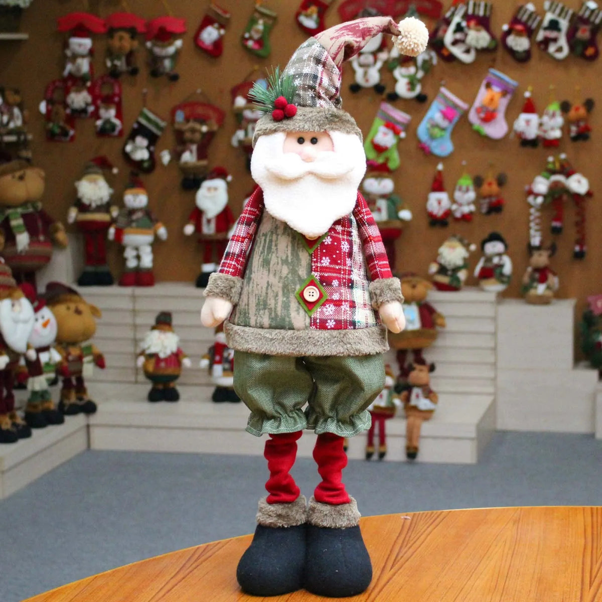 Kerstfiguren Set – 3 Decoratieve Kerstpoppen met Kerstman en Rendier