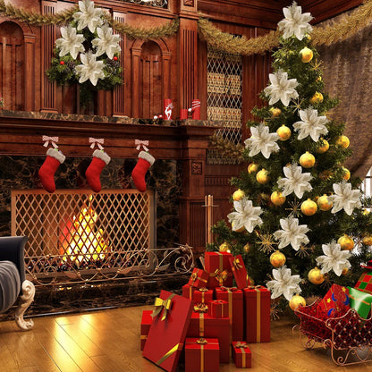 Goudglans – Glitter Kerstbloemen voor Kerstboom en Woondecoratie