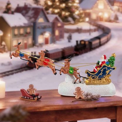Kerstslee Rudolf – Kerstman met Rendieren en LED-verlichting voor Kerstdorp