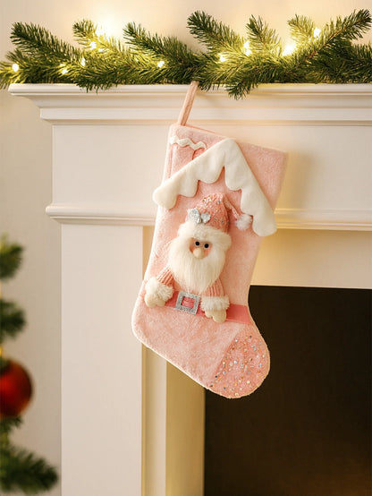 Sneeuwglans Noël – Decoratieve Kerstkous met Pailletten en Kerstfiguur