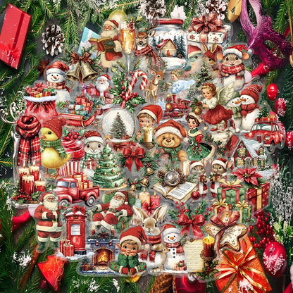 Kerststickers – Set van 50 Feestelijke Stickers voor Decoratie