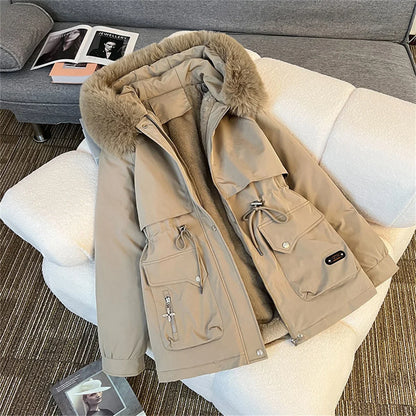 Noor Dames Winterjas met Capuchon en Verstelbare Taille