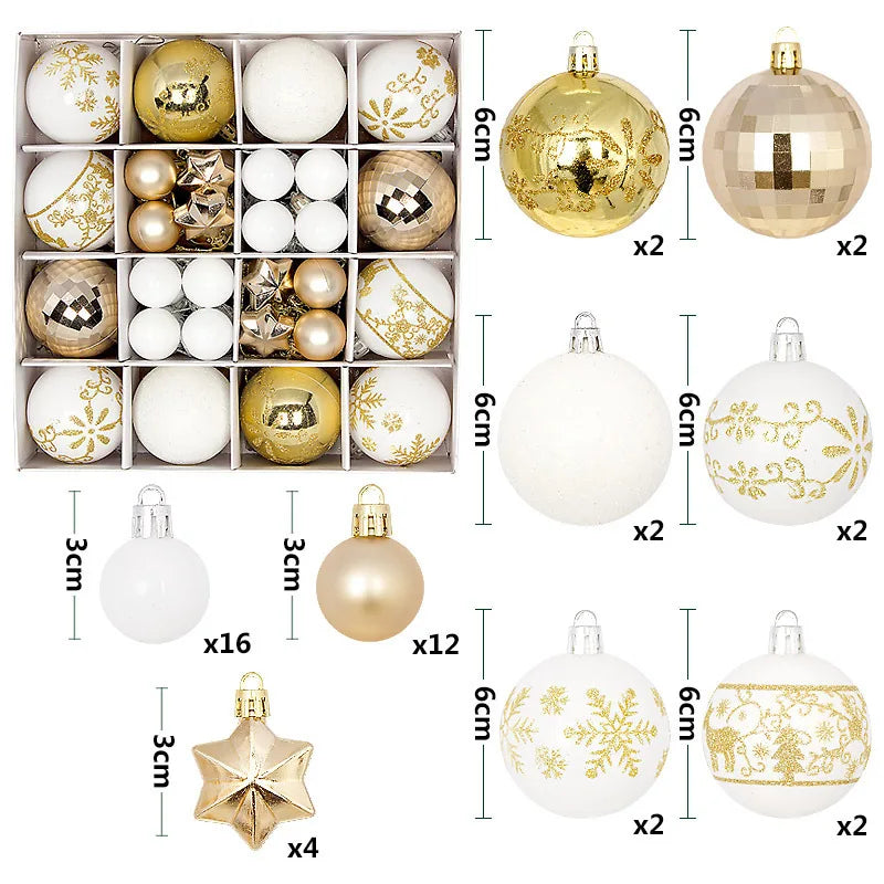 Winterblauw – 44-delige Kerstballenset Blauw Wit in Geschenkdoos