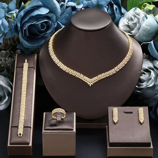 Bruids Sieradenset 4-Delig – Ketting, Oorbellen, Armband en Ring