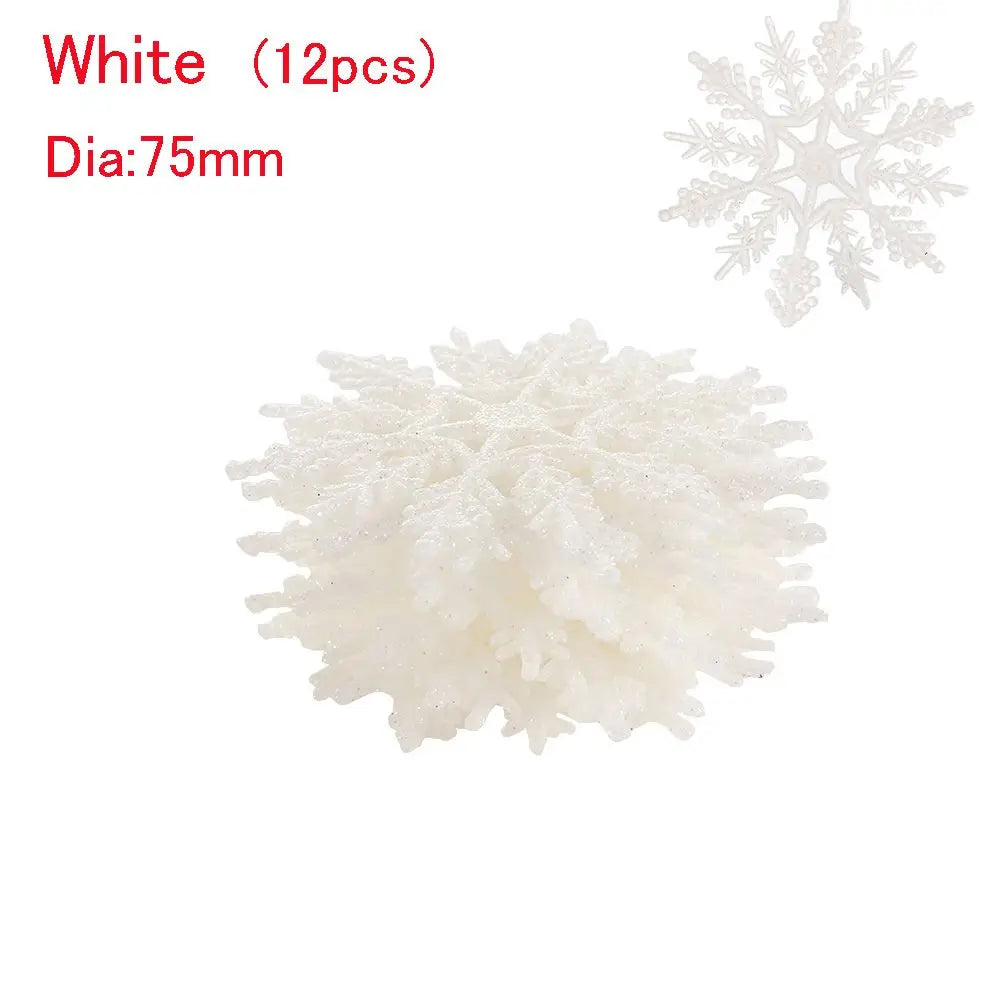 Winterglans Sneeuwvlokken – Set van 12 Glitter Kerstboomornamenten
