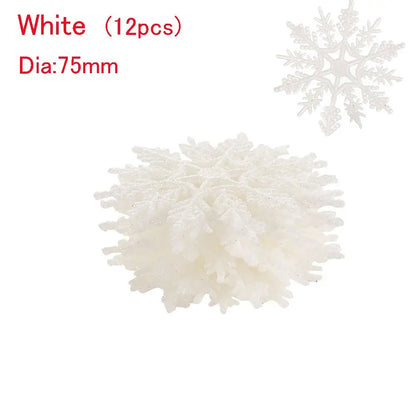 Winterglans Sneeuwvlokken – Set van 12 Glitter Kerstboomornamenten