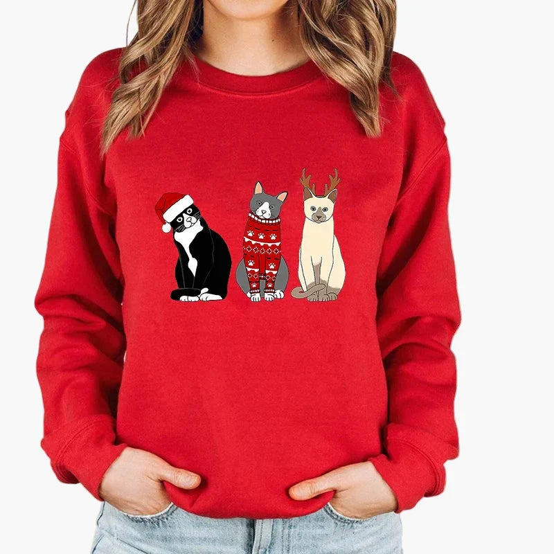 Damestrui met Kerstkatt en Lichtjes – Leuke en Gezellige Kerstrui voor de Winter en Feesten