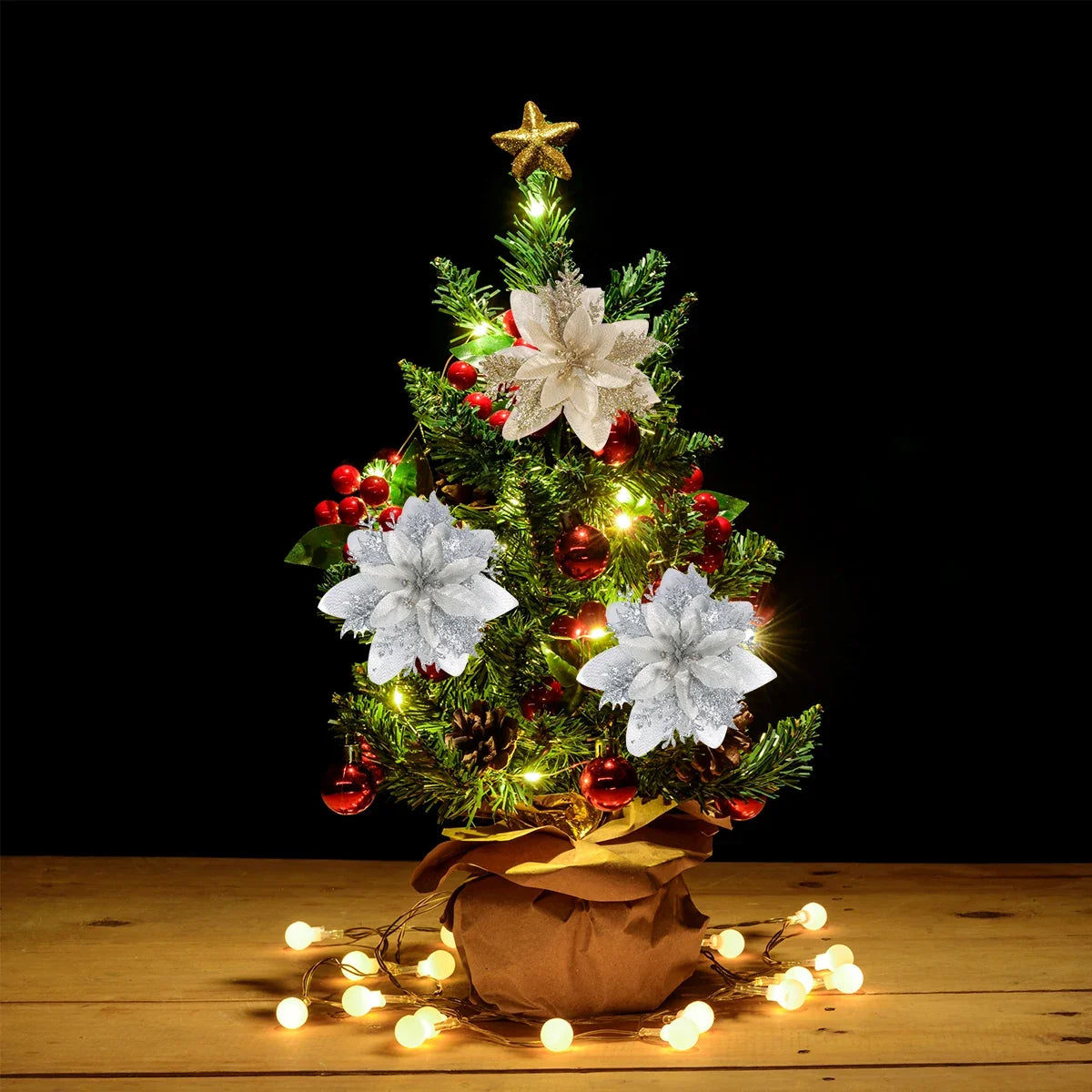 Goudglans – Glitter Kerstbloemen voor Kerstboom en Woondecoratie