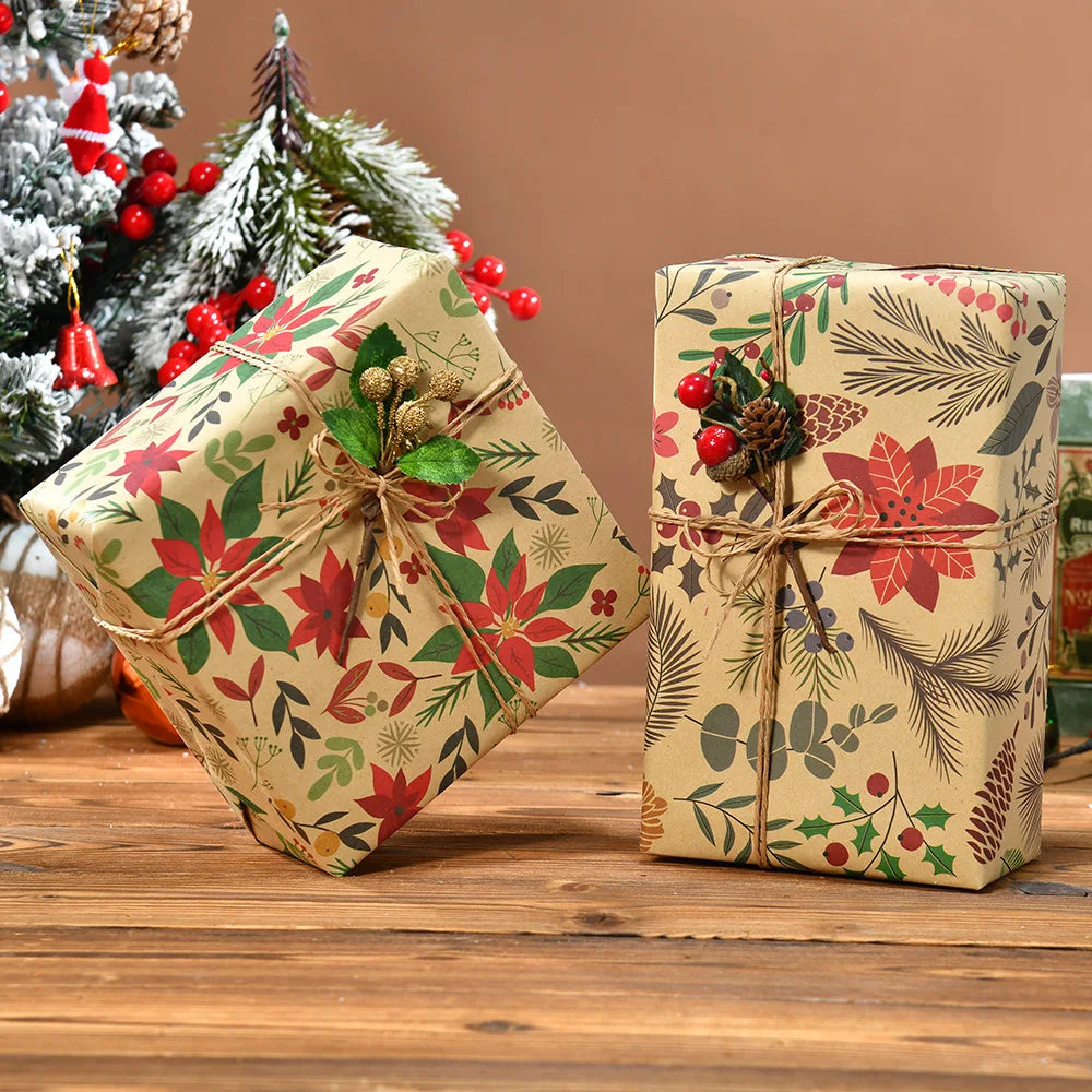 Kerst Inpakpapier – Feestelijk Cadeaupapier met Kerstmotieven 50x70 cm