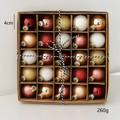 Roségoudia – Set van 25 Kerstballen van 4 cm in Roze, Rood en Goud
