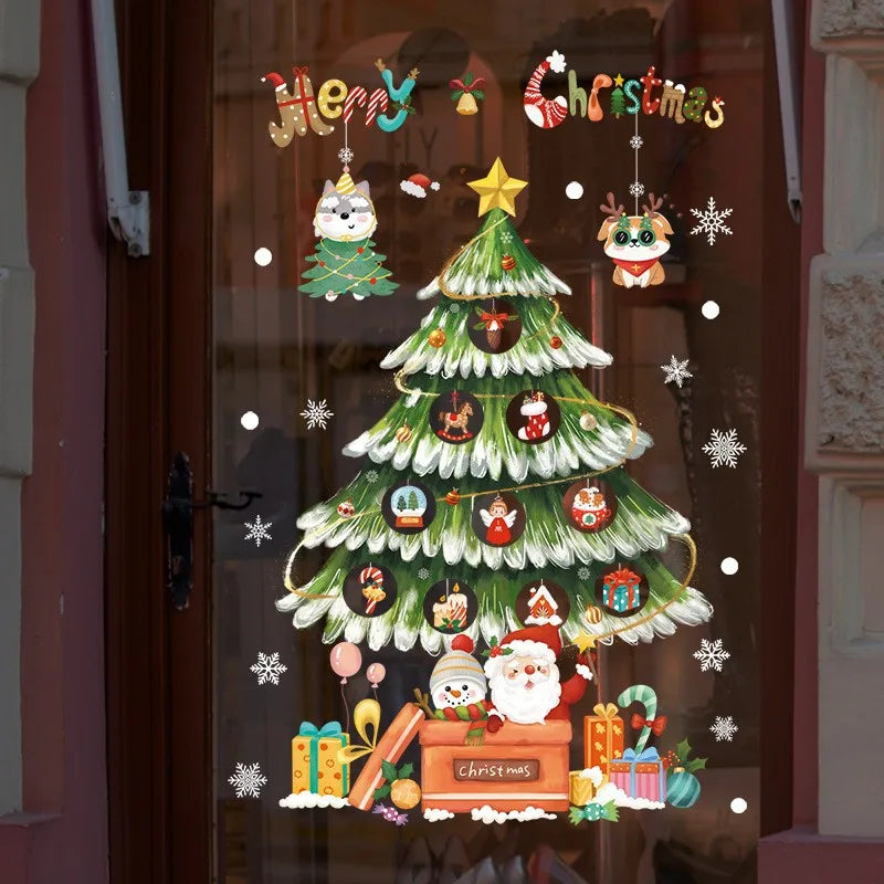 Raamdecoratie - Feestelijke decoratie met kerstman en dieren voor een gezellige kerst