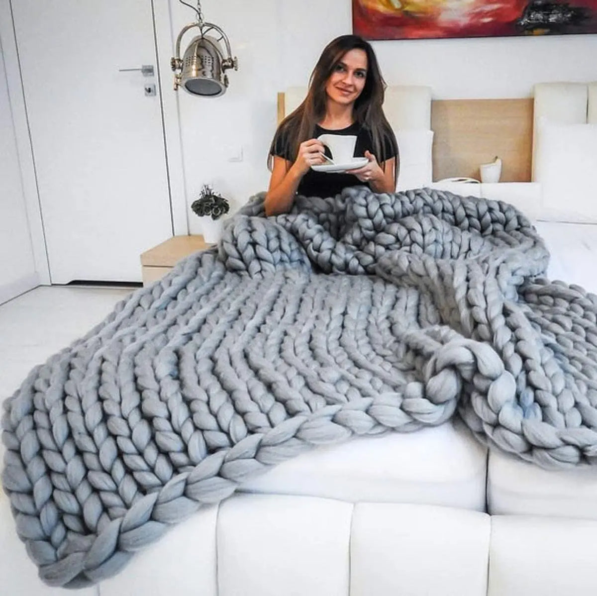 Woonwarmte – Chunky Gebreide Deken voor Bank en Bed