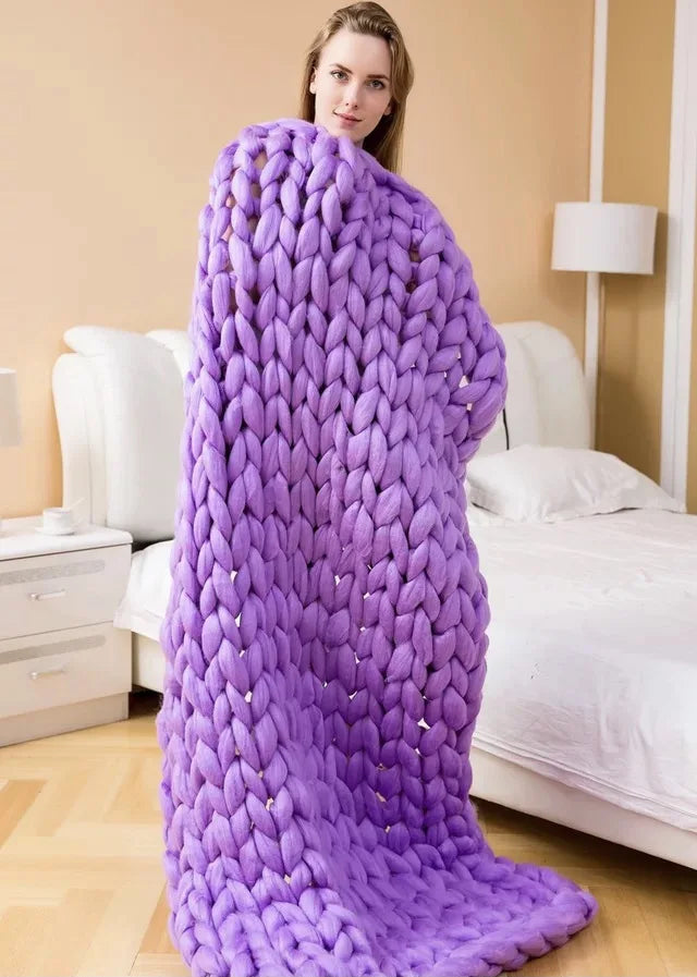 Woonwarmte – Chunky Gebreide Deken voor Bank en Bed