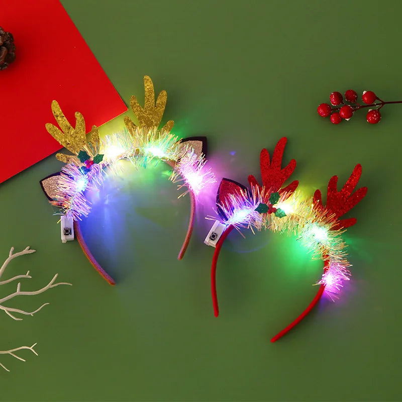 Kersthoofdband – LED Feestaccessoire met Sneeuwvlok en Kerstboom