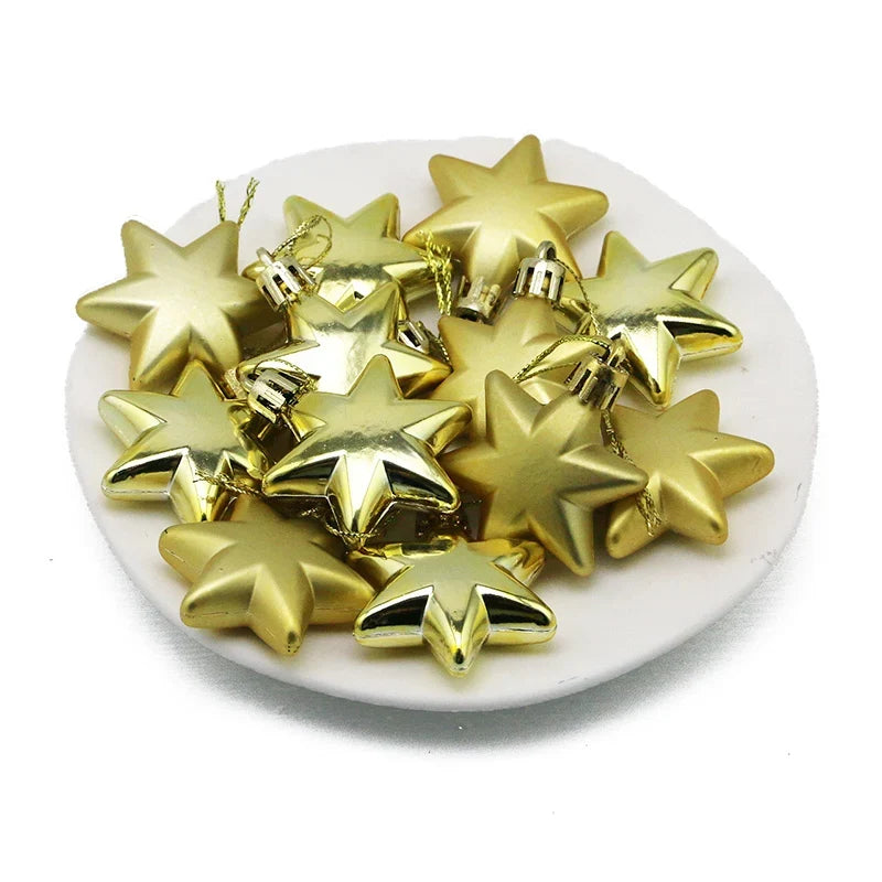 Sterren Kersthangers – Set van 12 Decoratieve Sterren van 5 cm