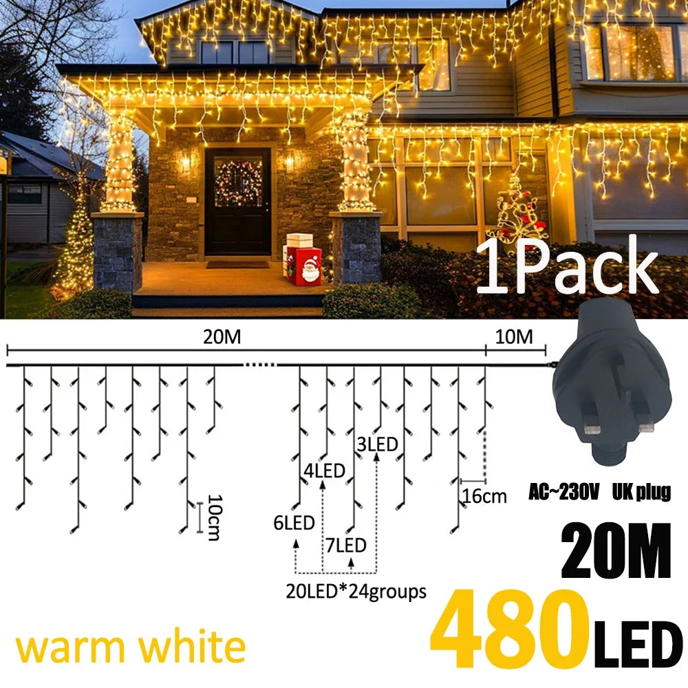 IJslicht Aurora – LED IJspegel Kerstverlichting 20 m met 480 LED's