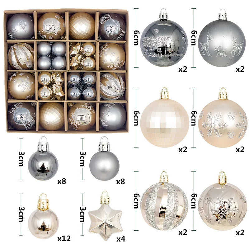 Winterblauw – 44-delige Kerstballenset Blauw Wit in Geschenkdoos