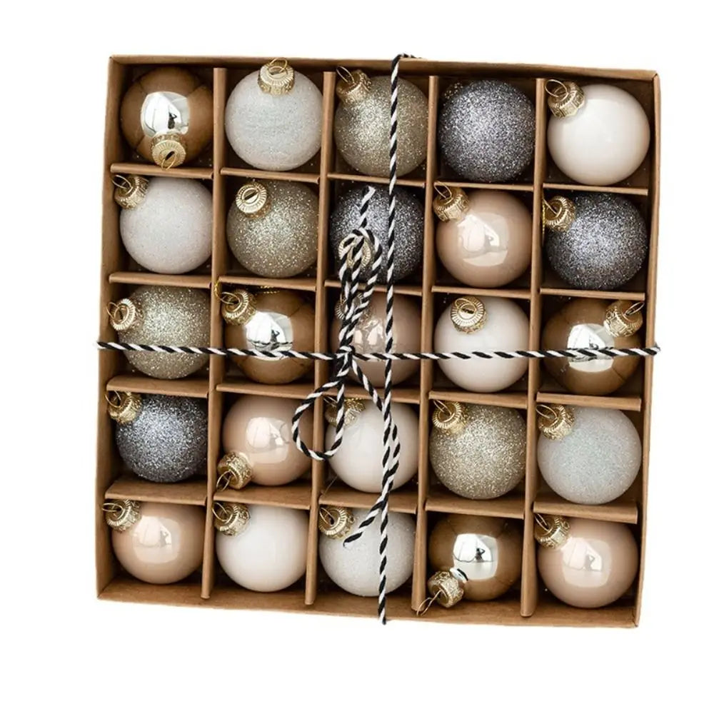 Roségoudia – Set van 25 Kerstballen van 4 cm in Roze, Rood en Goud
