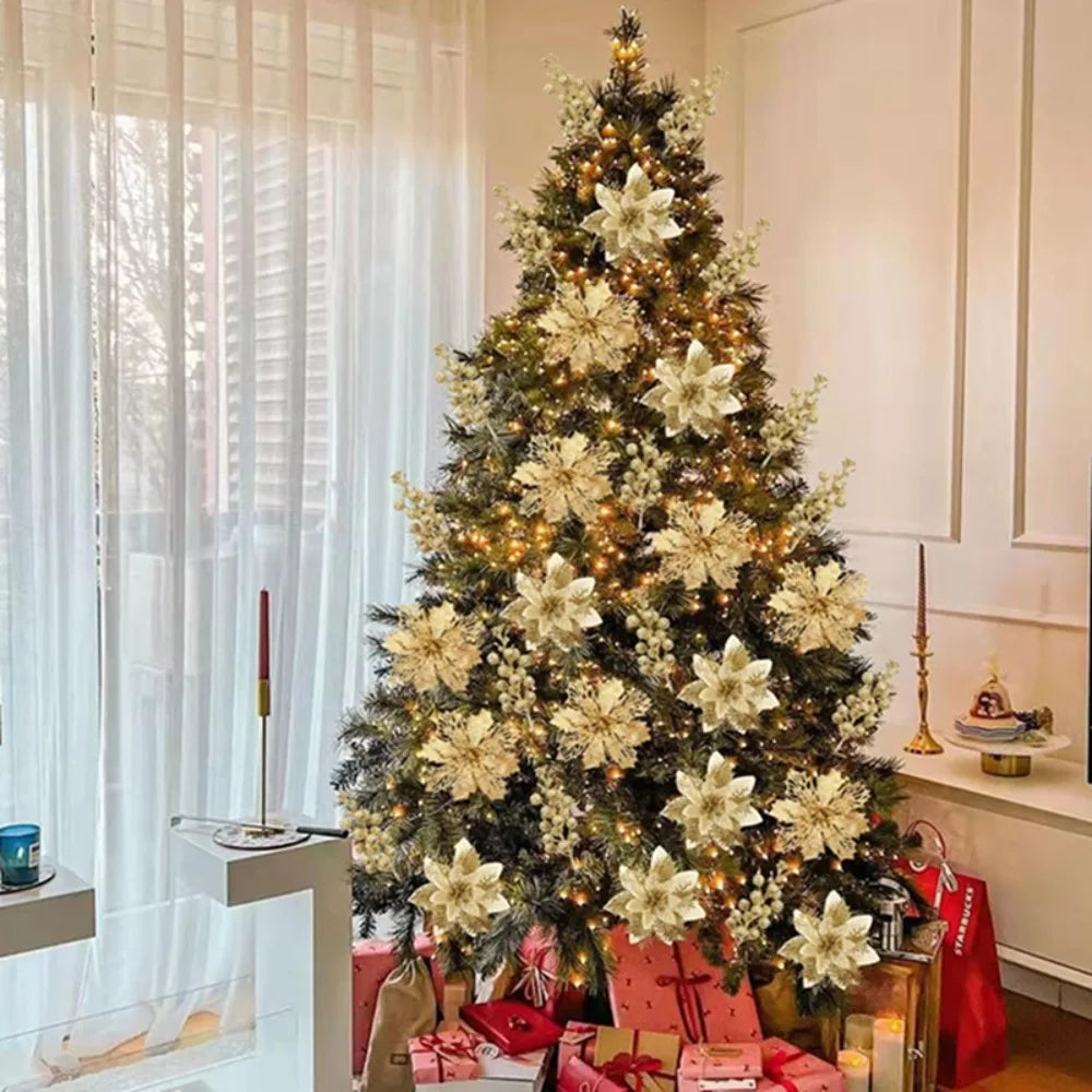 Kerst Bessenboeket met Glitter – Decoratieve Kerstboomversiering