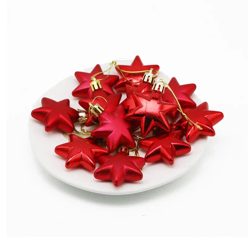 Sterren Kersthangers – Set van 12 Decoratieve Sterren van 5 cm