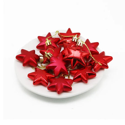 Sterren Kersthangers – Set van 12 Decoratieve Sterren van 5 cm