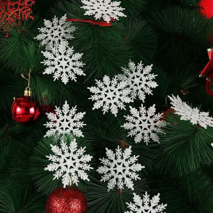Winterglans Sneeuwvlokken – Set van 12 Glitter Kerstboomornamenten