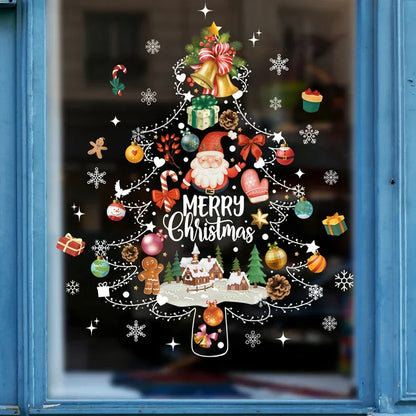 Raamdecoratie - Feestelijke decoratie met kerstman en dieren voor een gezellige kerst