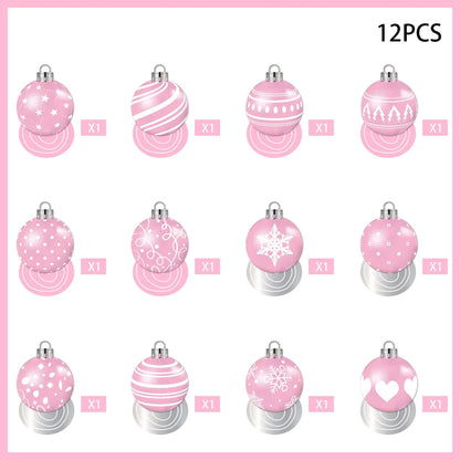 Rosavelle – Roze en Witte Hangende Kerstdecoratie met 12 Spiralen