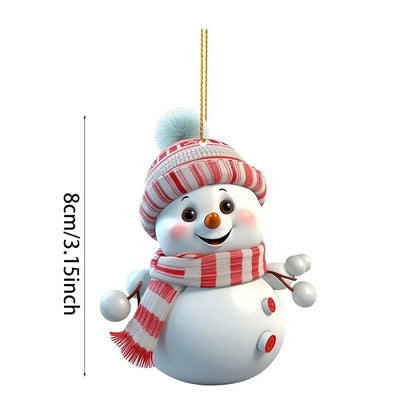 Sneeuwpret – Set van 5 Sneeuwpop Kersthangers voor de Kerstboom