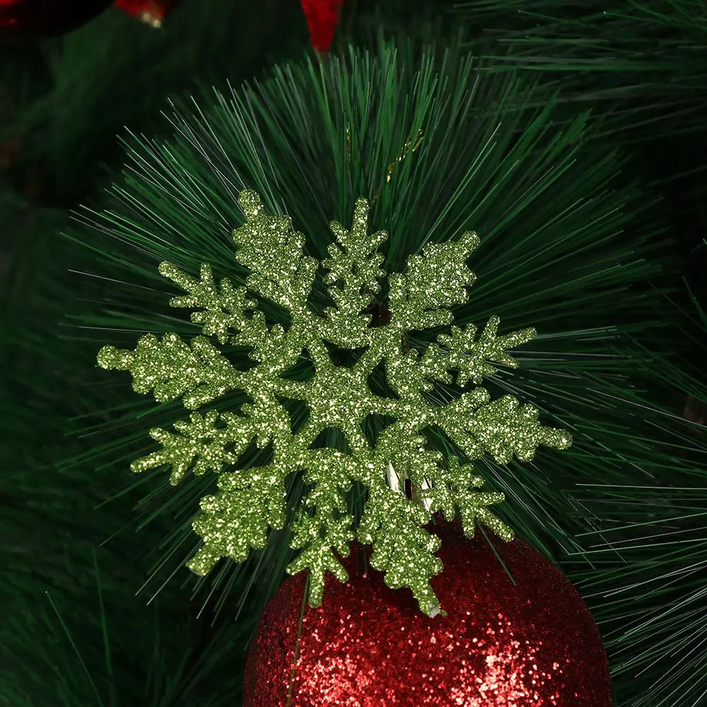 Winterglans Sneeuwvlokken – Set van 12 Glitter Kerstboomornamenten