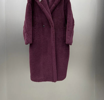 Dames Lange Winterjas met Capuchon – Handschoenen en Broche