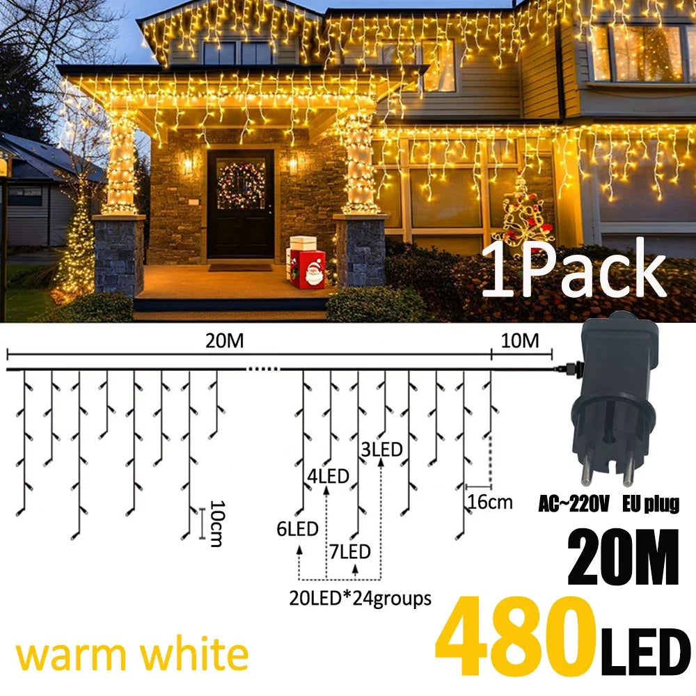 IJslicht Aurora – LED IJspegel Kerstverlichting 20 m met 480 LED's