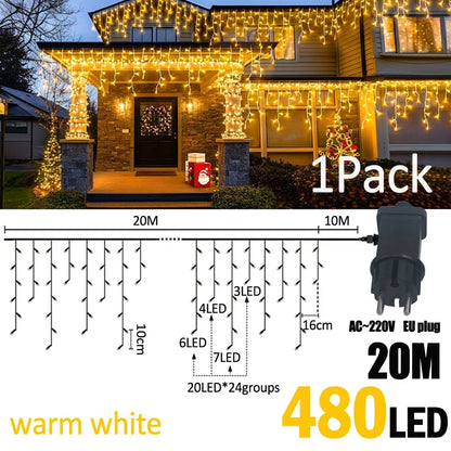 IJslicht Aurora – LED IJspegel Kerstverlichting 20 m met 480 LED's
