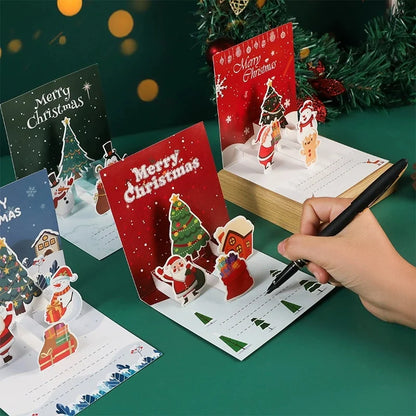 3D Kerstkaarten – Kerstman Wenskaarten met Enveloppen