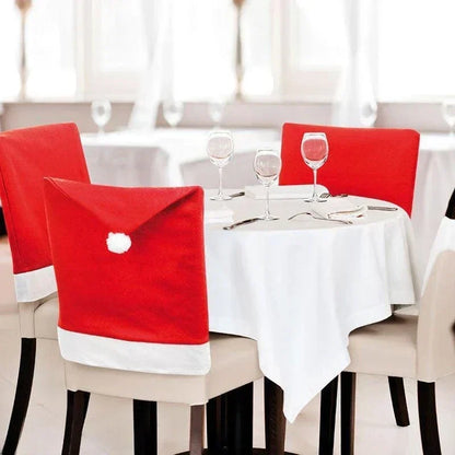Kerstman Stoelhoes Rood-Wit, Kerstdecoratie voor Eetkamerstoelen