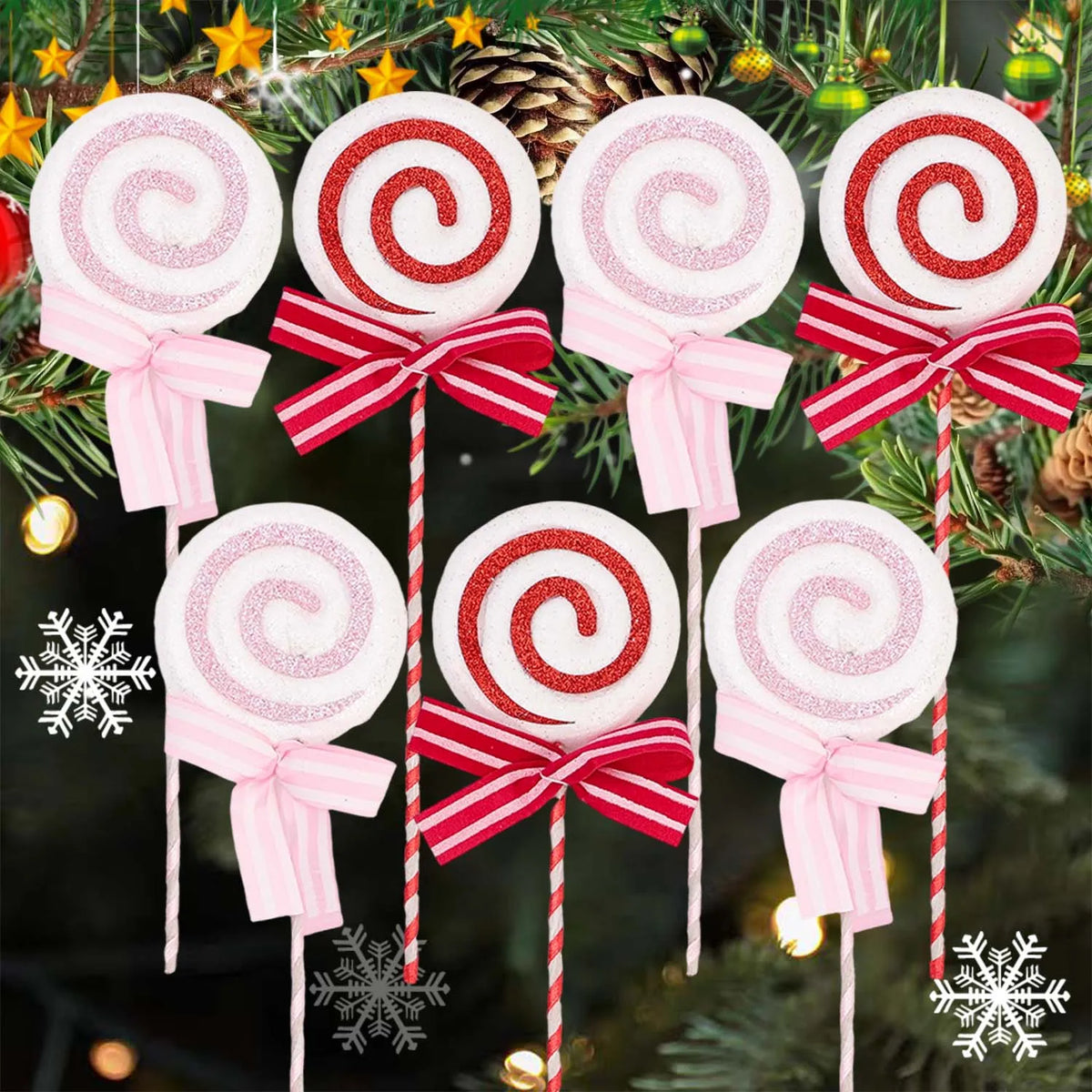 Snoepelora – Glitter Kerstzuurstokken 24 cm in Rood en Roze