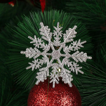 Winterglans Sneeuwvlokken – Set van 12 Glitter Kerstboomornamenten
