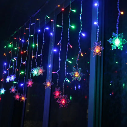 LED-lampjesketting met sneeuwvlokken – Kleurrijke decoratielampen voor kerst en feestdecoratie