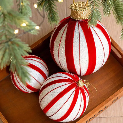 Kerstballon Roodwit – Decoratieve Heteluchtballon Kersthanger