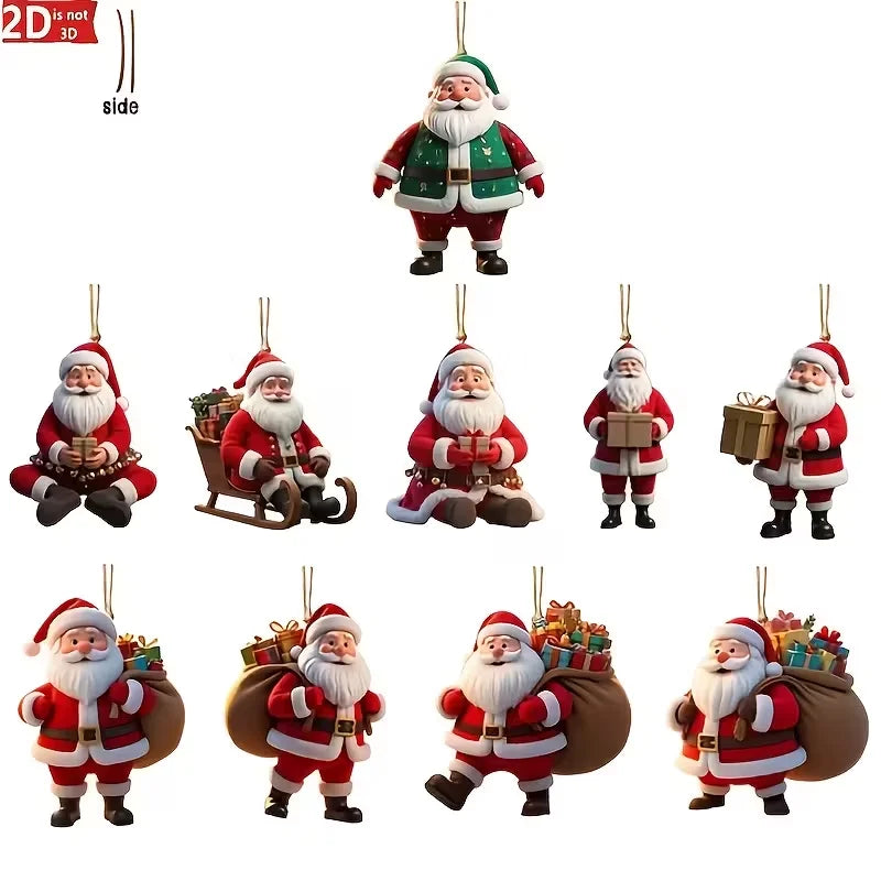 Houten Kerstman Hangers Kerstmanora – Set van 10 Kerstdecoraties