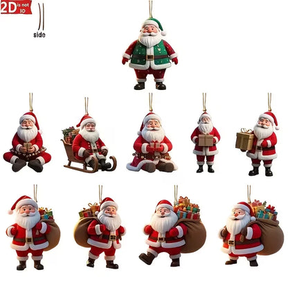 Houten Kerstman Hangers Kerstmanora – Set van 10 Kerstdecoraties