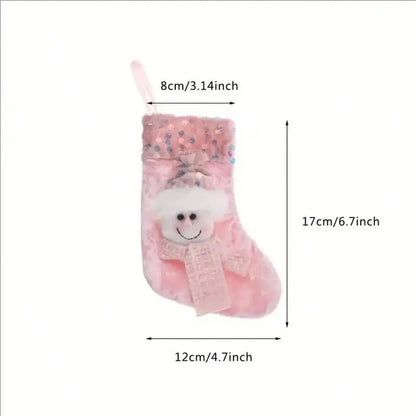 Roze Kerstsokken Rosalie – Set van 3 Decoratieve Kerstlaarzen